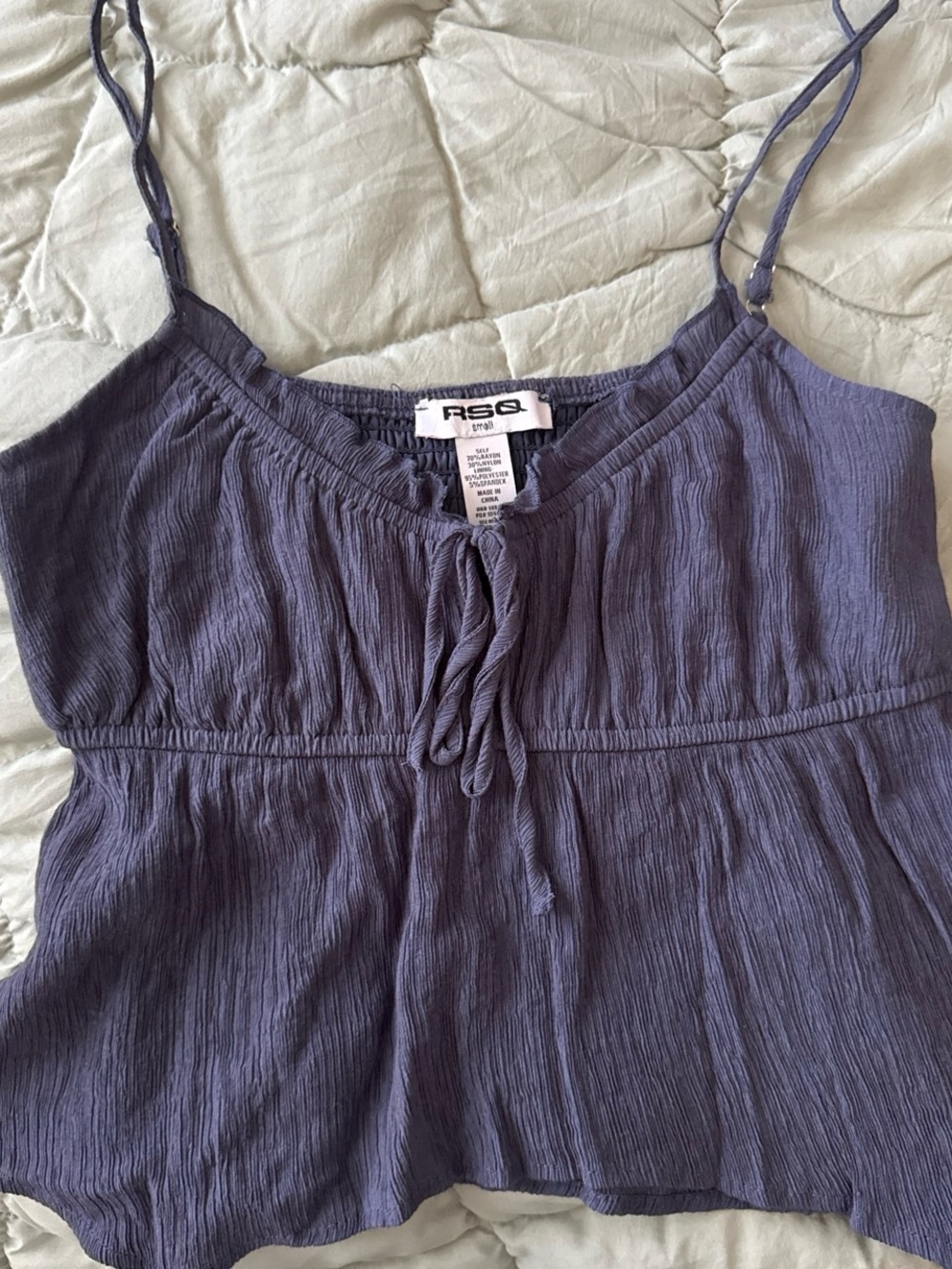 RSQ Blue Spaghetti Strap Peplum Tank Top
